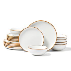 Dinnerware Set, Service for 6 (18 PCS), Round Plates and Bowls Sets, Scratch Resistant Ceramic Dinner Ware