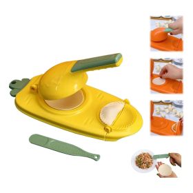 1pc 10in/9in 2-In-1 Dumpling Maker - Kitchen Utensil For DIY Dumpling Moulds And Dough Pressing - Stainless Steel Dumpling Skin Press With Non-Sl (Color: Yellow)